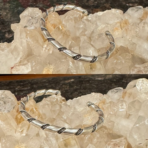 Native American Sterling Silver Double Twist Rope Style Cuff Bracelet - Picture 9 of 16